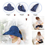 Maxbell Foldable Mountaintop Outdoor Broad Brim Visor Sun Hats Hiking Cap Navy