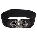 Maxbell Womens Ladies PU Leather Wide Elastic Buckle waist belt Black