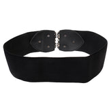 Maxbell Womens Ladies PU Leather Wide Elastic Buckle waist belt Black