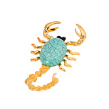 Maxbell Vintage Turquoise Diamante Scorpion Brooch Pins Jewelry Gift for Women-Gold