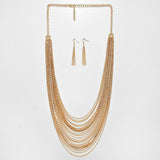 Maxbell Jewelry Set Multilayer Tassel Necklace Earrings Retro Long Chains for Women