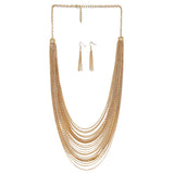 Maxbell Jewelry Set Multilayer Tassel Necklace Earrings Retro Long Chains for Women