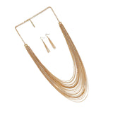 Maxbell Jewelry Set Multilayer Tassel Necklace Earrings Retro Long Chains for Women