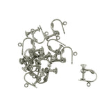 Maxbell Non-Piercing Brass Adjustable Screw Earring Clip Flat Hooks DIY Craft Silver