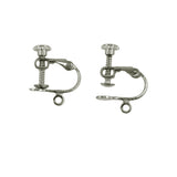 Maxbell Non-Piercing Brass Adjustable Screw Earring Clip Flat Hooks DIY Craft Silver