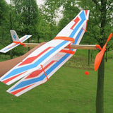 Maxbell Assembly Airplane Aircraft Launched Powered By Rubber Band White & Blue