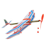 Maxbell Assembly Airplane Aircraft Launched Powered By Rubber Band White & Blue