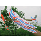Maxbell Assembly Airplane Aircraft Launched Powered By Rubber Band White & Blue