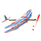 Maxbell Assembly Airplane Aircraft Launched Powered By Rubber Band White & Blue