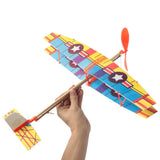 Maxbell Assembly Airplane Aircraft Launched Powered By Rubber Band Blue & Yellow