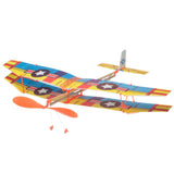 Maxbell Assembly Airplane Aircraft Launched Powered By Rubber Band Blue & Yellow