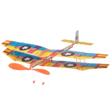 Maxbell Assembly Airplane Aircraft Launched Powered By Rubber Band Blue & Yellow