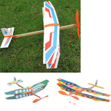 Maxbell Assembly Airplane Aircraft Launched Powered By Rubber Band Blue & Yellow