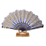 Maxbell Chinese Foldable Trim Hand Fan Wing Chun Dancing Fan - Sapphire Blue