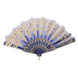 Maxbell Chinese Foldable Trim Hand Fan Wing Chun Dancing Fan - Sapphire Blue