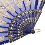 Maxbell Chinese Foldable Trim Hand Fan Wing Chun Dancing Fan - Sapphire Blue