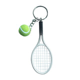 Maxbell Mini Tennis Ball Racket Pendant Keyring Key Chain Gift - Silver