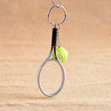 Maxbell Mini Tennis Ball Racket Pendant Keyring Key Chain Gift - Silver