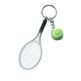 Maxbell Mini Tennis Ball Racket Pendant Keyring Key Chain Gift - Silver