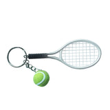 Maxbell Mini Tennis Ball Racket Pendant Keyring Key Chain Gift - Silver