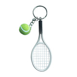 Maxbell Mini Tennis Ball Racket Pendant Keyring Key Chain Gift - Silver