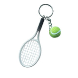 Maxbell Mini Tennis Ball Racket Pendant Keyring Key Chain Gift - Silver