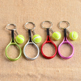 Maxbell Mini Tennis Ball Racket Pendant Keyring Key Chain Gift - Silver