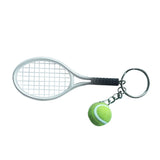 Maxbell Mini Tennis Ball Racket Pendant Keyring Key Chain Gift - Silver