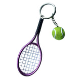 Maxbell Mini Tennis Ball Racket Pendant Keyring Key Chain Gift - Purple