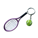 Maxbell Mini Tennis Ball Racket Pendant Keyring Key Chain Gift - Purple