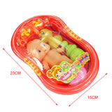 Maxbell Orange Plastic Bathtub with Baby Doll Bath Toy Set