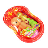 Maxbell Orange Plastic Bathtub with Baby Doll Bath Toy Set