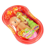 Maxbell Orange Plastic Bathtub with Baby Doll Bath Toy Set