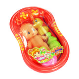 Maxbell Orange Plastic Bathtub with Baby Doll Bath Toy Set