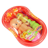 Maxbell Orange Plastic Bathtub with Baby Doll Bath Toy Set