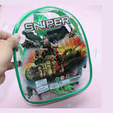 Maxbell Army Combat Game Toys Soldier Set with Zipper Backpack 9cm