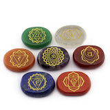 Maxbell 7pcs Engraved Reiki Energy Crystal Palm Stones