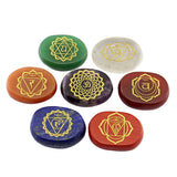 Maxbell 7pcs Engraved Reiki Energy Crystal Palm Stones