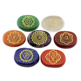 Maxbell 7pcs Engraved Reiki Energy Crystal Palm Stones