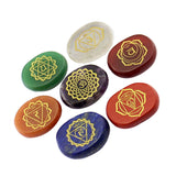 Maxbell 7pcs Engraved Reiki Energy Crystal Palm Stones