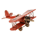 Maxbell Vintage Metal Airplane Model Biplane Military Aircraft Home Decor Toy Red