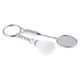 Maxbell Mini Bedminton Racket Shuttlecock Pendant Keyring Key Chain Gift White