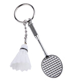 Maxbell Mini Bedminton Racket Shuttlecock Pendant Keyring Key Chain Gift White
