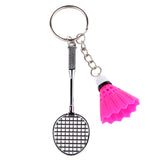 Maxbell Mini Bedminton Racket Shuttlecock Pendant Keyring Key Chain Gift Fuchsia