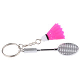 Maxbell Mini Bedminton Racket Shuttlecock Pendant Keyring Key Chain Gift Fuchsia