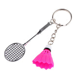 Maxbell Mini Bedminton Racket Shuttlecock Pendant Keyring Key Chain Gift Fuchsia