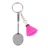 Maxbell Mini Bedminton Racket Shuttlecock Pendant Keyring Key Chain Gift Fuchsia