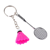 Maxbell Mini Bedminton Racket Shuttlecock Pendant Keyring Key Chain Gift Fuchsia