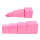 Maxbell Pink Tower Wooden Cube Stacking Blocks Early Childhood Kids Educational Toy