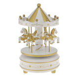 Maxbell Rotating Carousel Horse Music Box Kid Musical Toy White and Golden